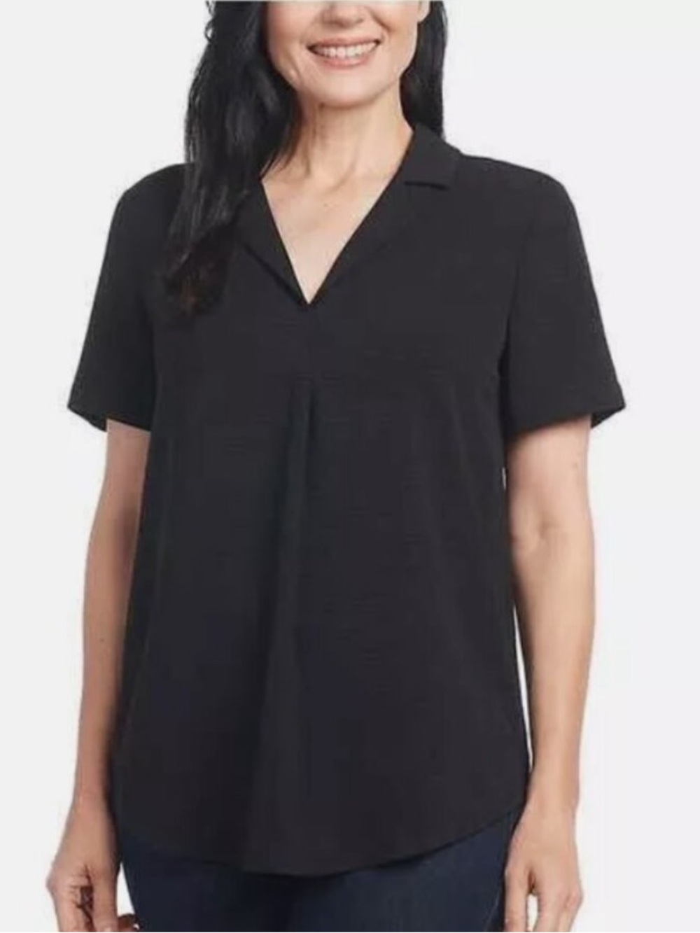 Hilary Radley Black Short-Sleeve V-Neck Tunic Top